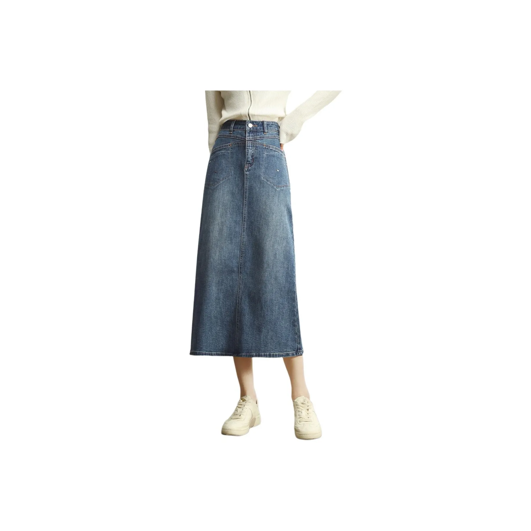 HIPPIEMISS Denim Long Skirt Women's Blue