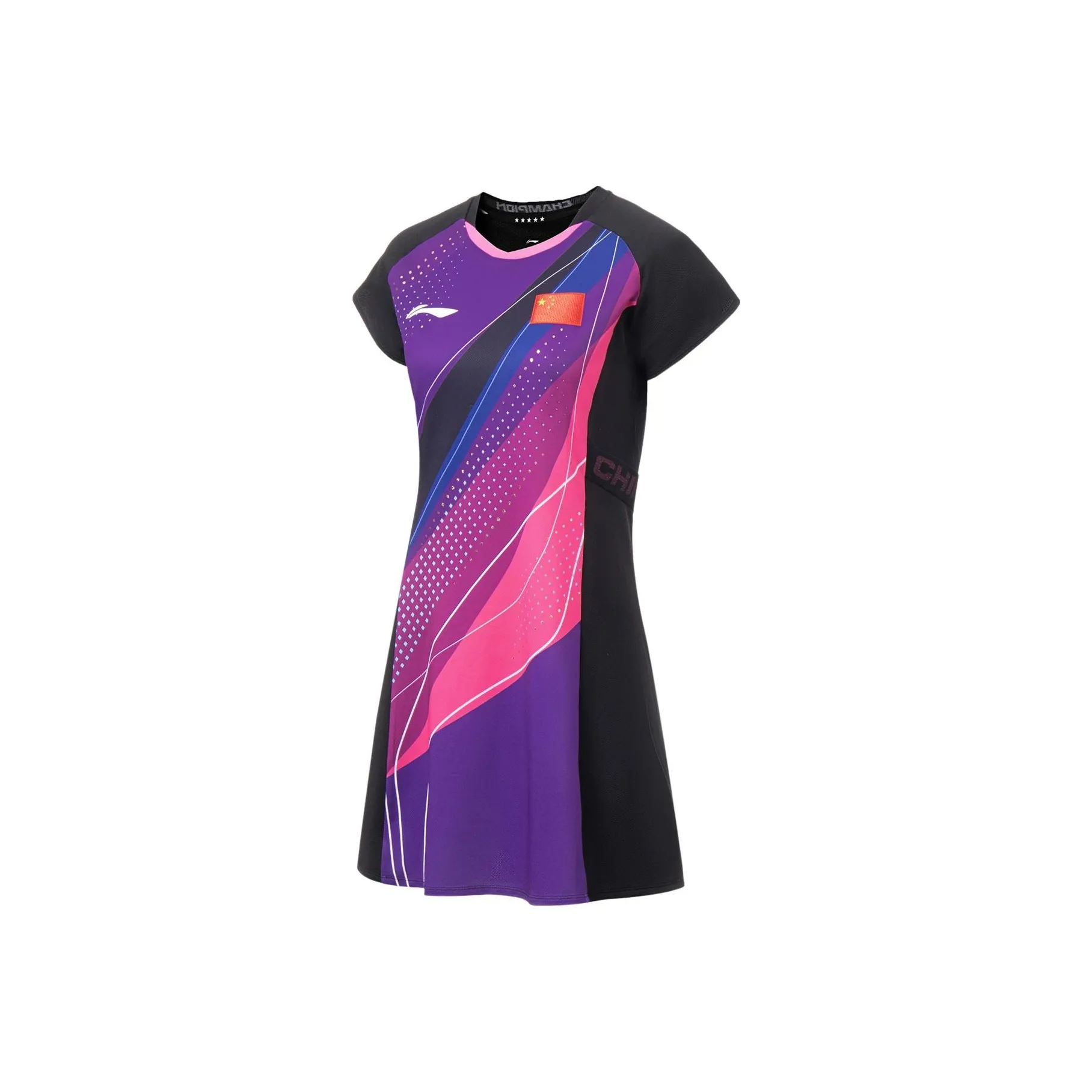 Подкладка Table Tennis Series Короткий рукав Платье Женское Неон Лотос Розовый Черный