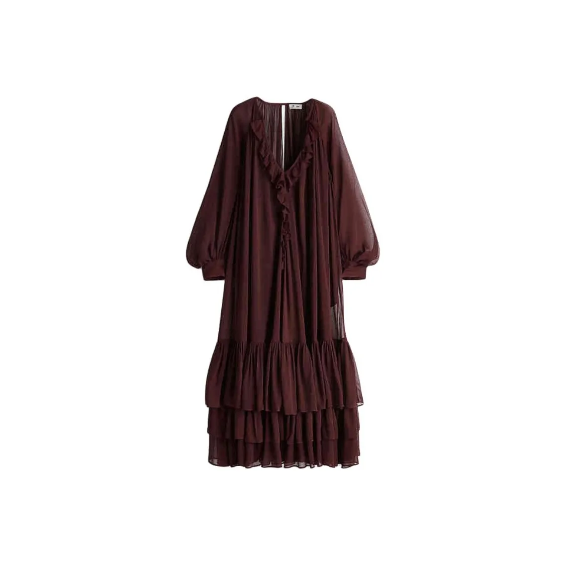 H&M THE WHITE LOTUS Collaboration Long Sleeved Dresses Women's Burgundy
