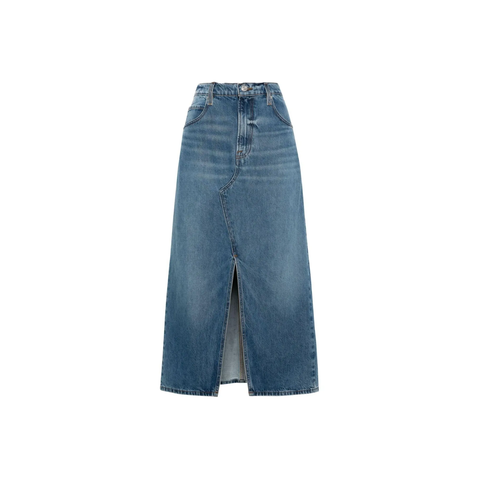 FRAME The Midaxi High Rise Midi Denim Skirt