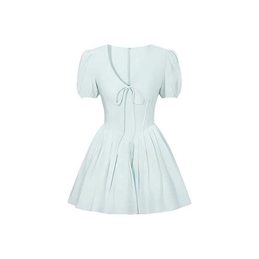 ONE PASS STUDIO Короткий рукав Платье Женское Синий Зеленый