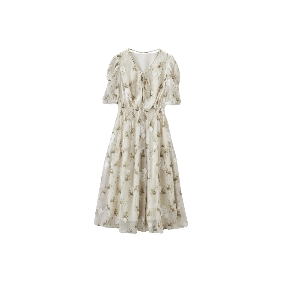 XIANGYING Short Sleeved Dress Women's Olive Green