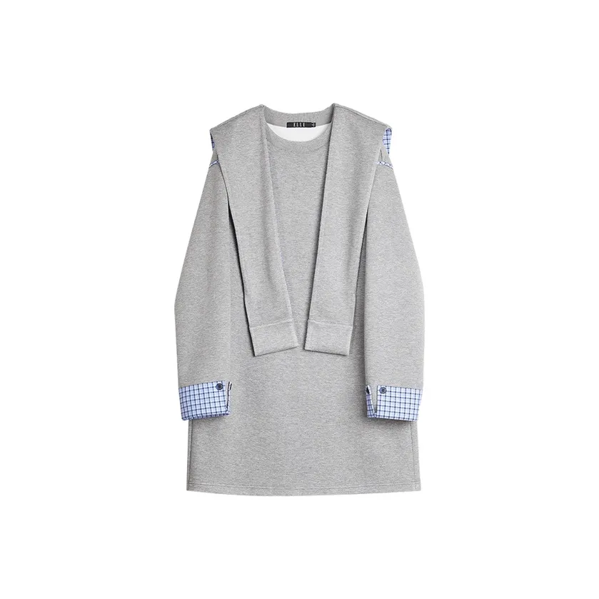 ELLE Длинное платье с длинными рукавами женское светло-серое