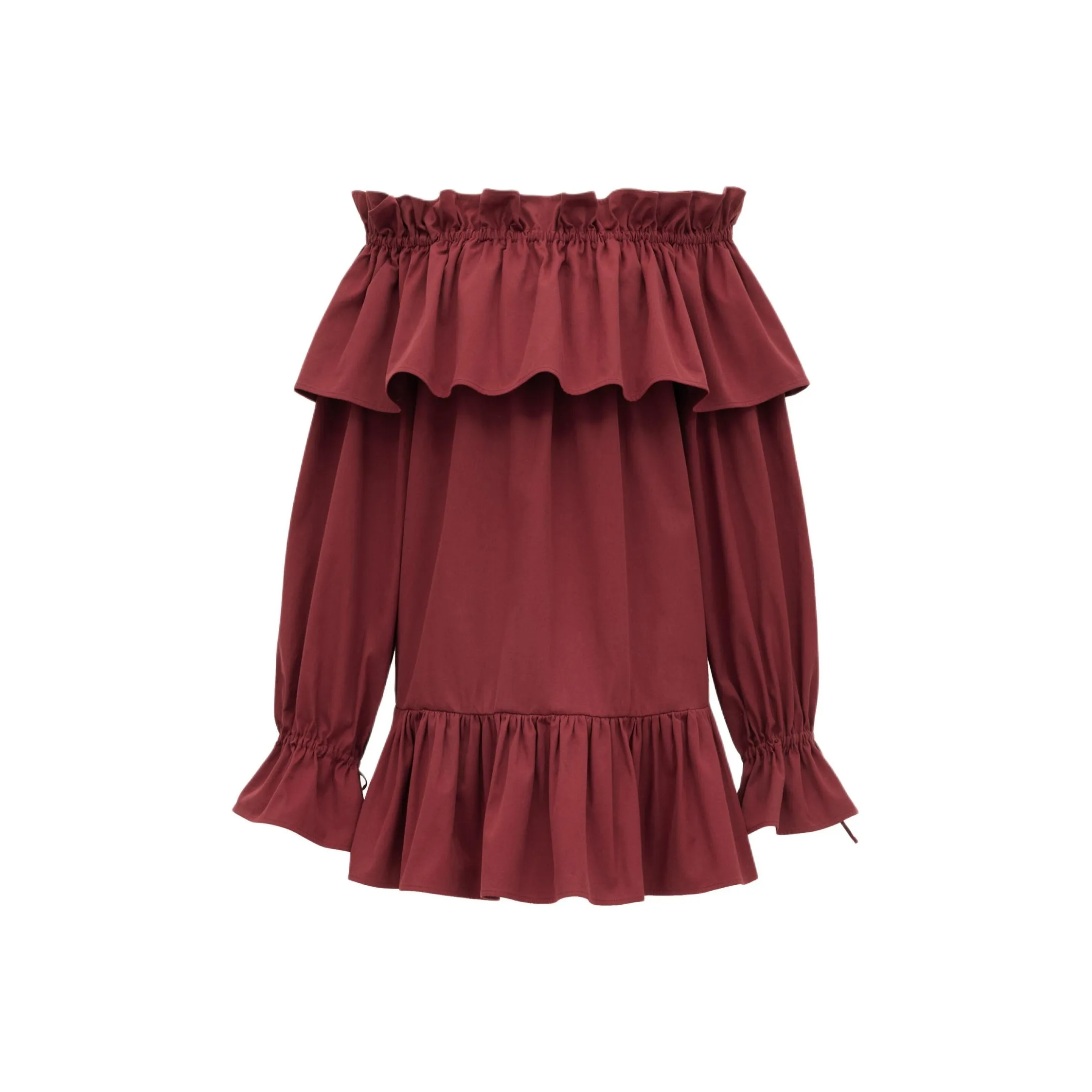 SAINT LAURENT Ruffled Off Shoulder Dress