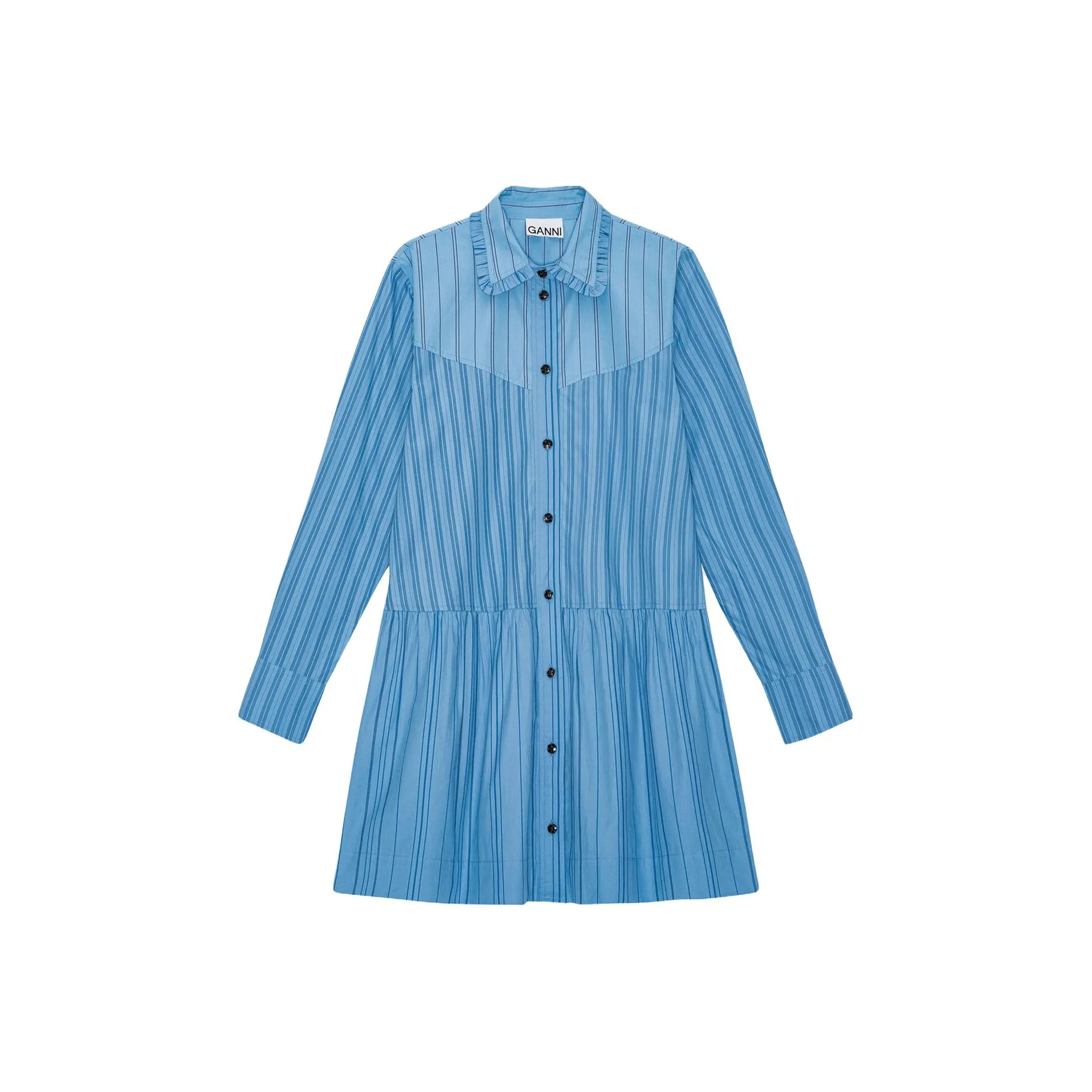 GANNI Long-Sleeved Dresses Women's Silver Lake Blue