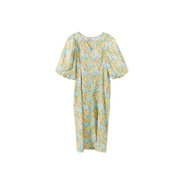 YUMOMO STAR Blue с Print Женские Короткие Платья с Рукавами