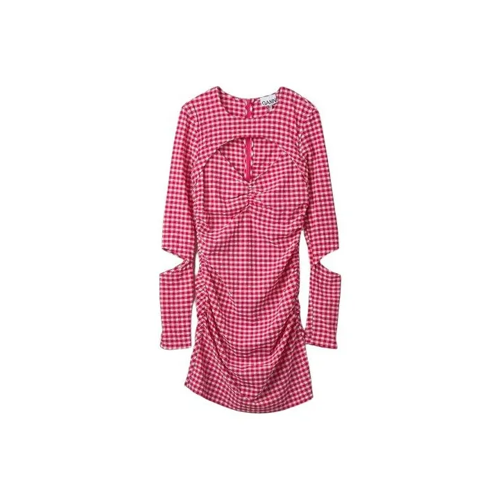 GANNI Long Sleeved Dress Women's Dark Pink