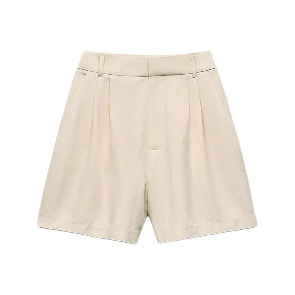 ZARA Trf Повседневные шорты Женские Бежевые