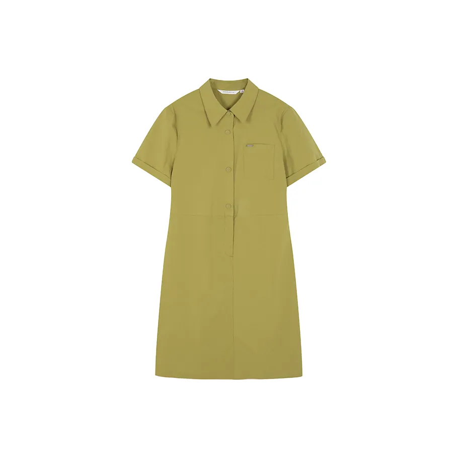 Mo Han Yi Mei Короткий рукав Платье Женское Желтый Зеленый