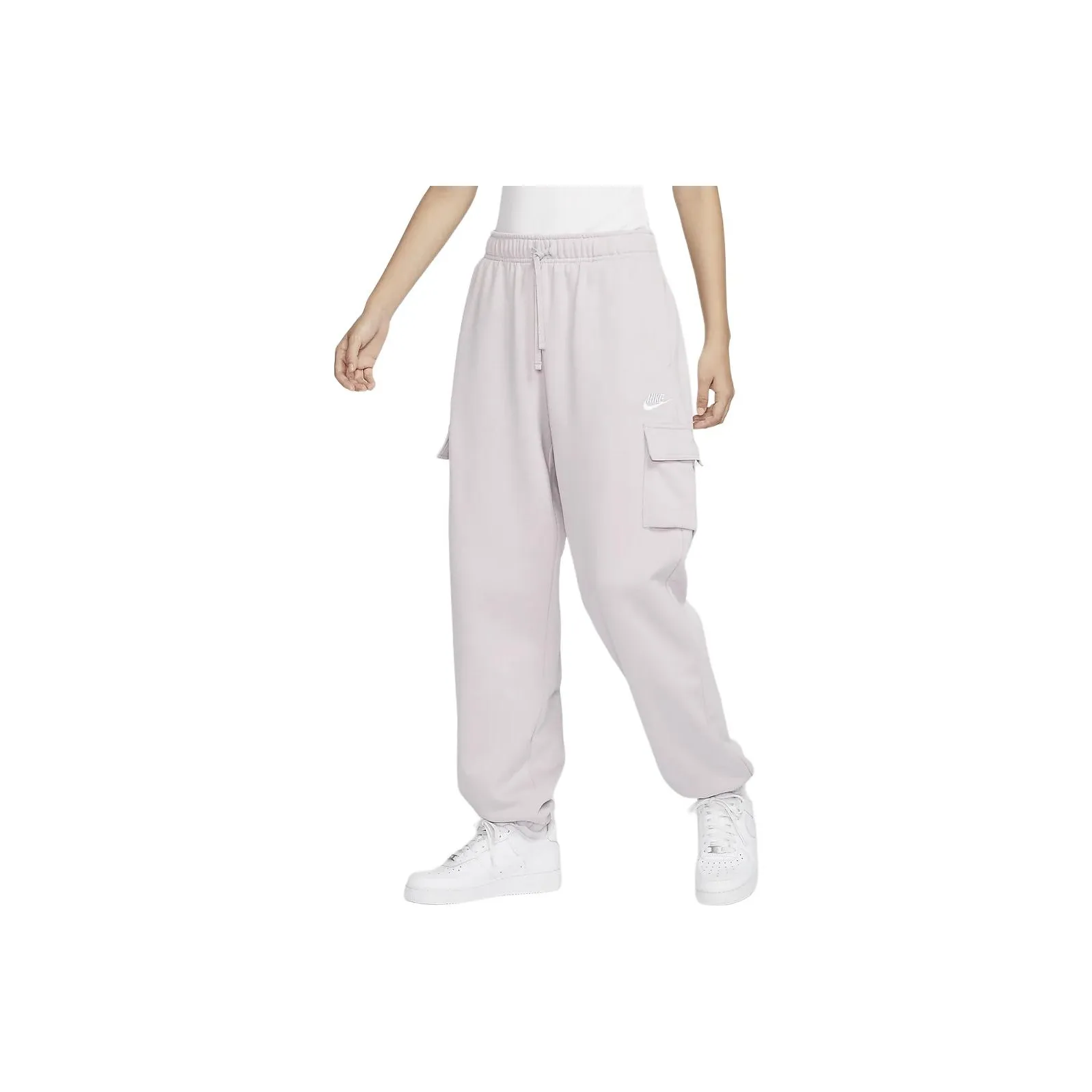 Nike Sportswear Club Флис Вязаные Тренировочные Штаны Женские Серый Фиолетовый Белый