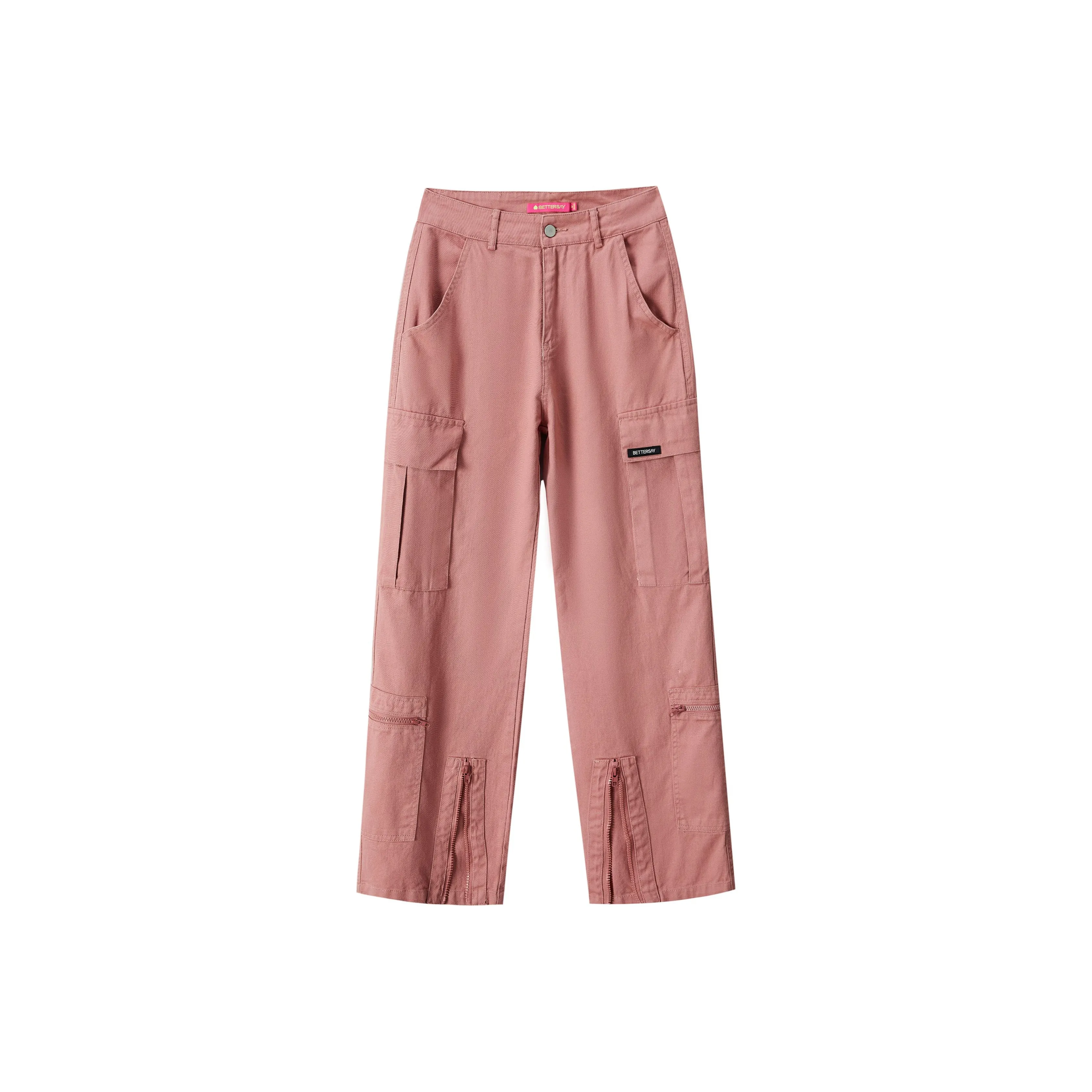 BETTERSAY Карго Брюки Женские Пыльно-Розовые
