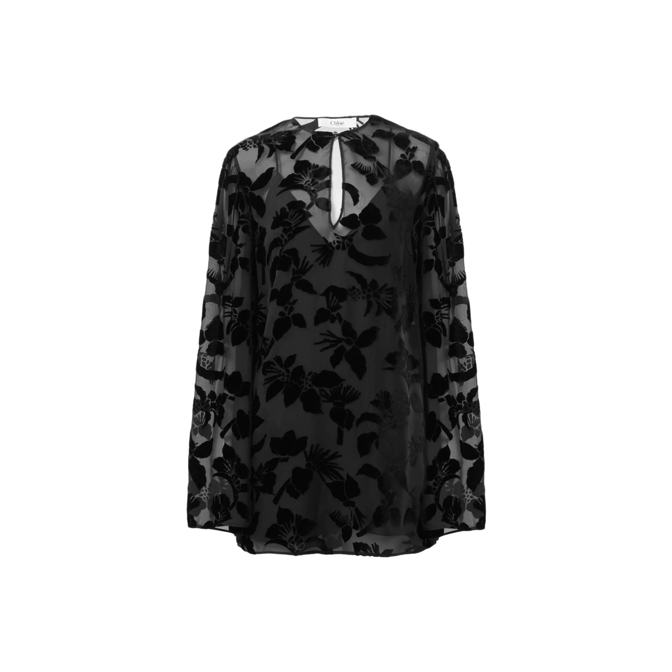 Chloé Puff Sleeved Mini Velvet Dress
