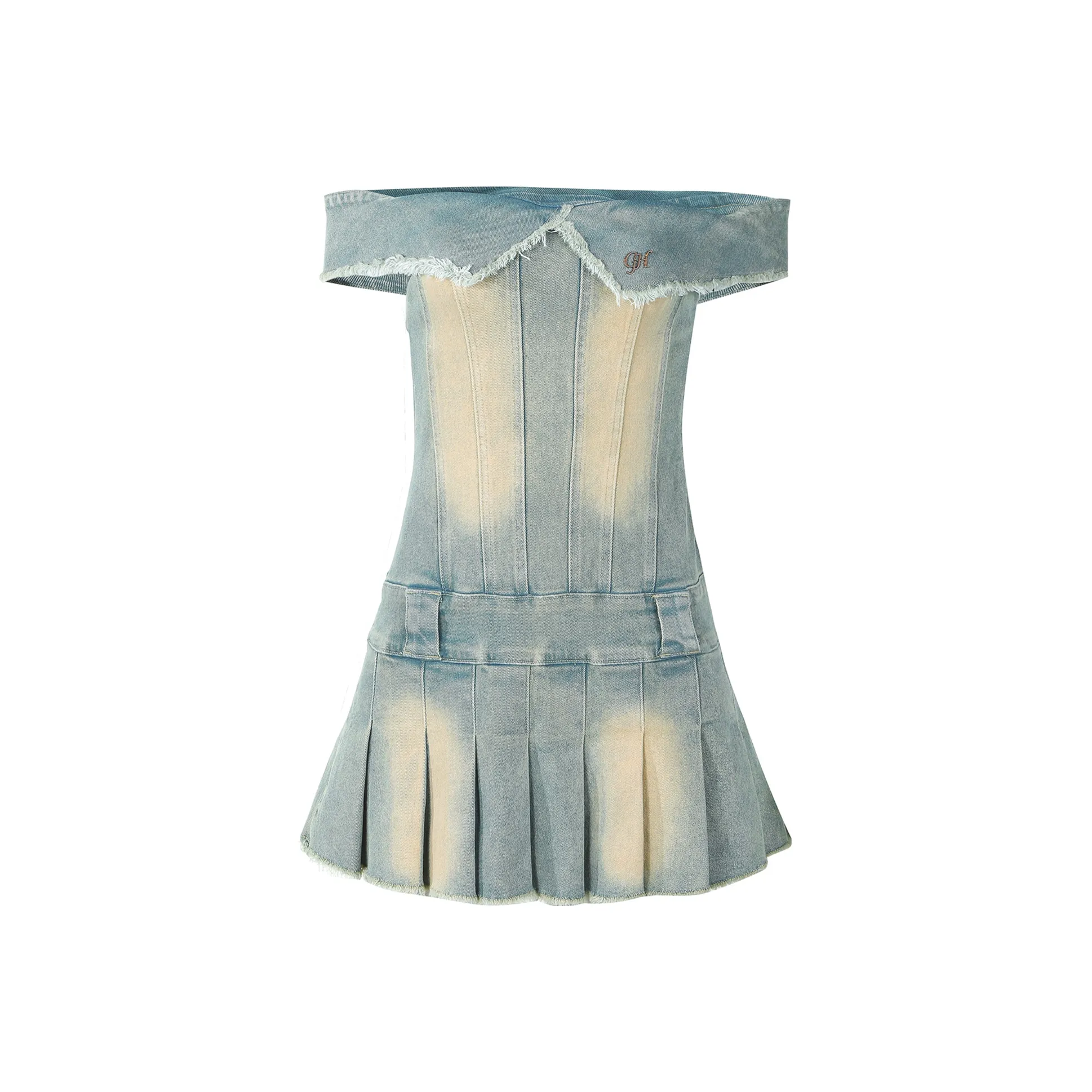 Guuka Hero Без рукавов Платье Женское Ностальгическое Синий