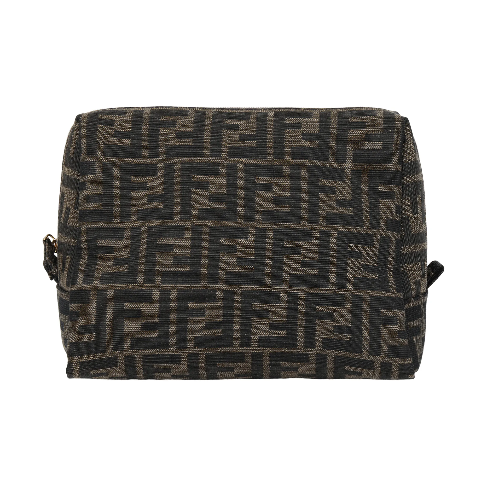 FENDI Fabric Clutch Toiletry Bag Makeup Bag Medium Size Women's Green
