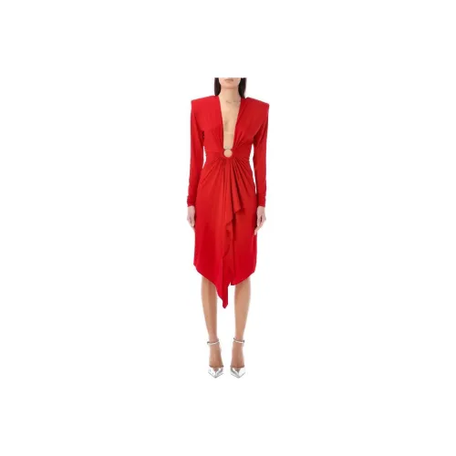Alexandre Vauthier Red Женские Длинные Рукава Платья