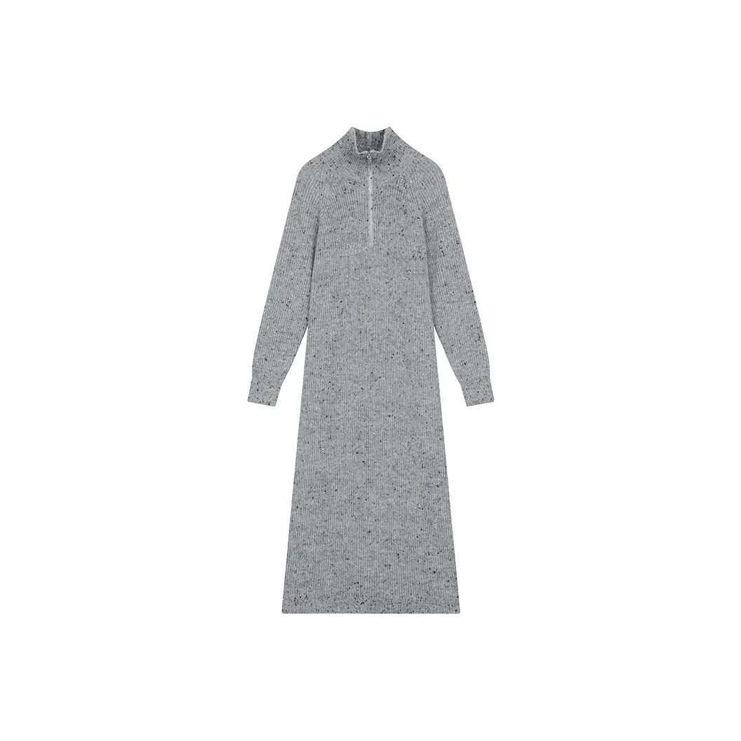 ELF SACK Long Sleeved Dress Women's Multicolor Dots Gray