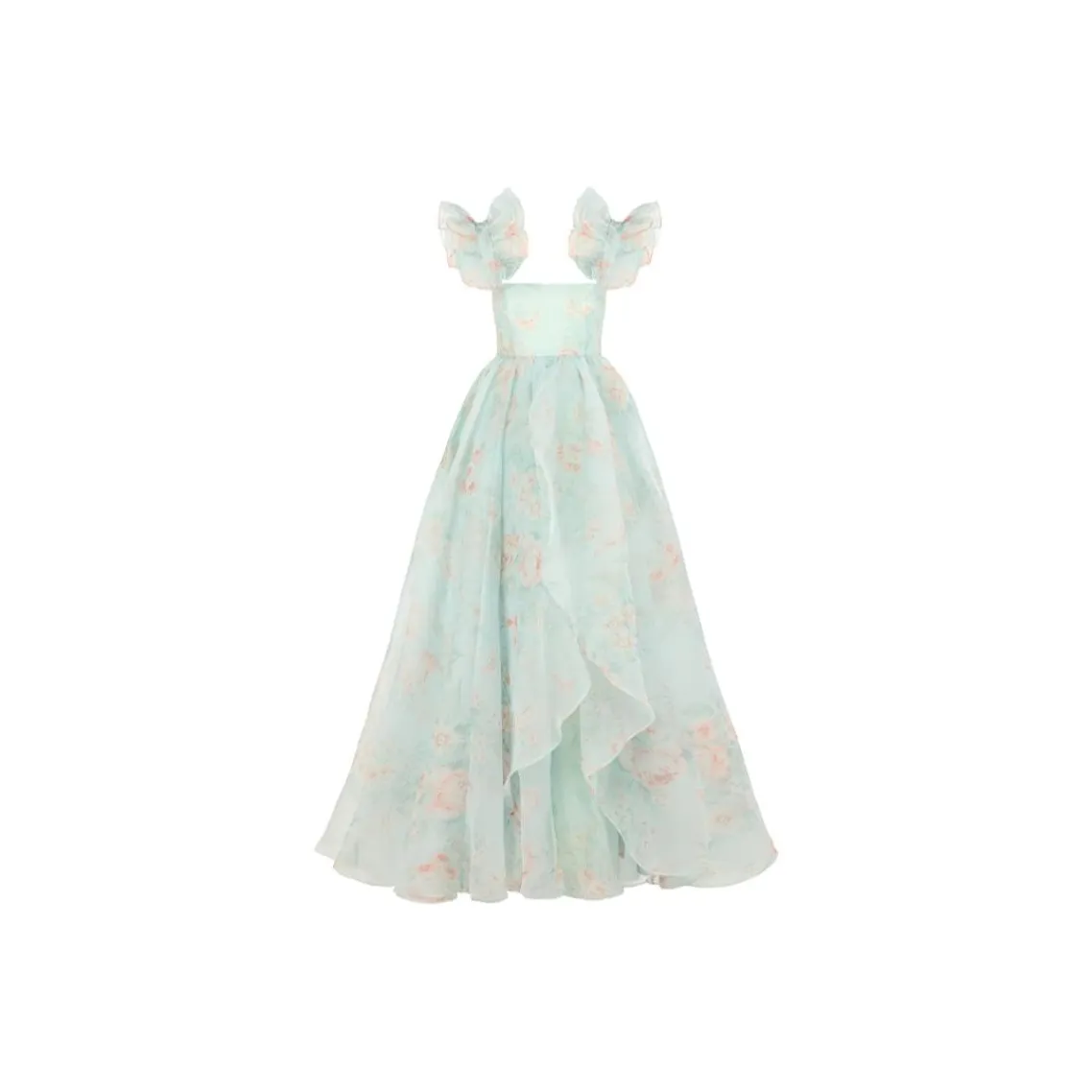 Selkie Collection SS24 Sleeveless Dress Women's Light Blue Base Mint Herbal Print