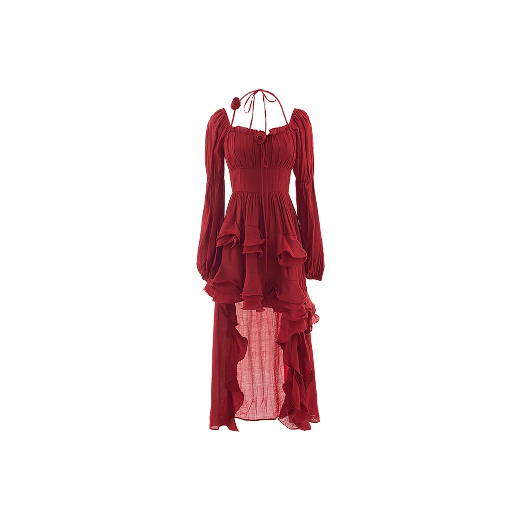 Blovelan Long-Sleeved Dresses Women's Dark Red