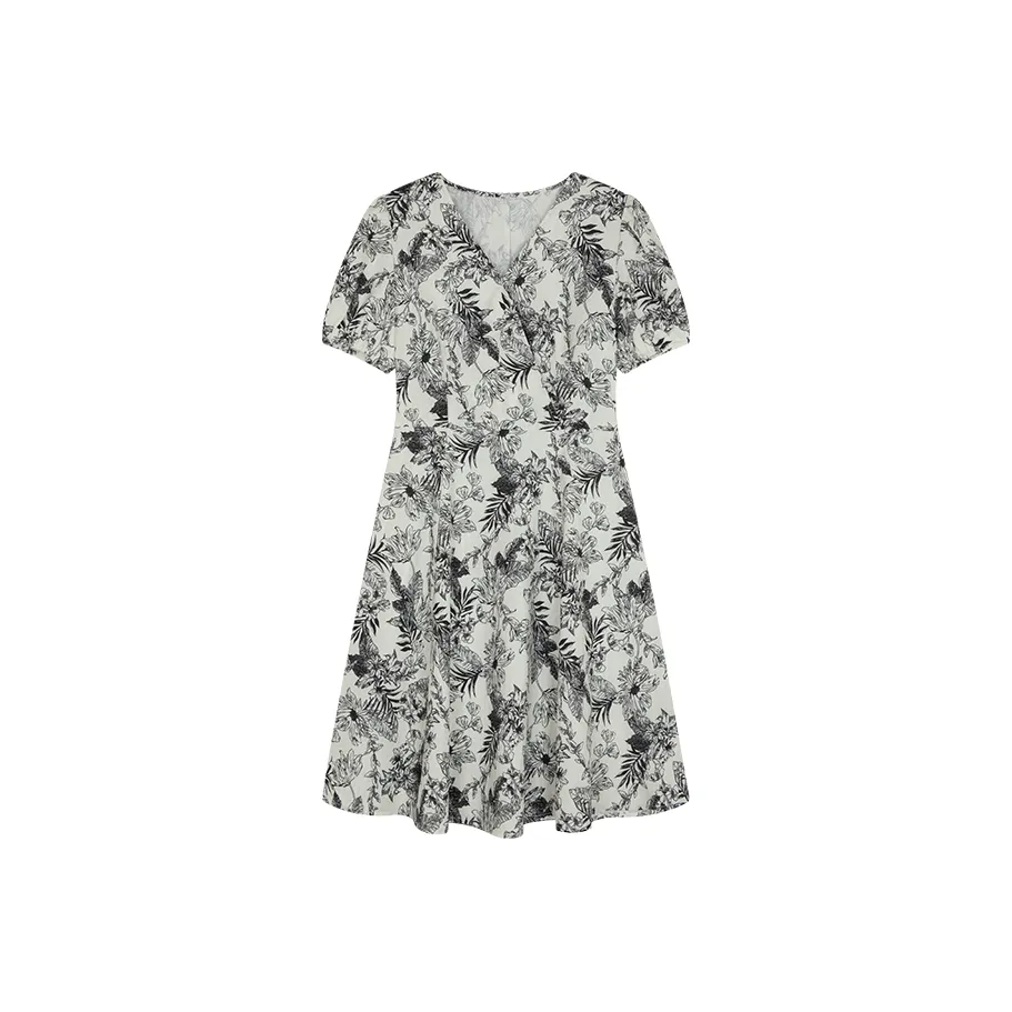 Mo Han Yi Mei Short Sleeved Dress Women's Black White