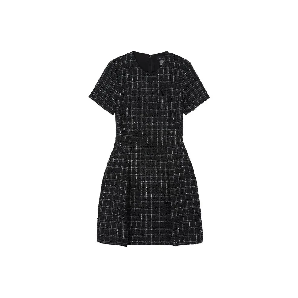 CLUB MONACO Short Sleeved Dresses Women's Black White Plaid