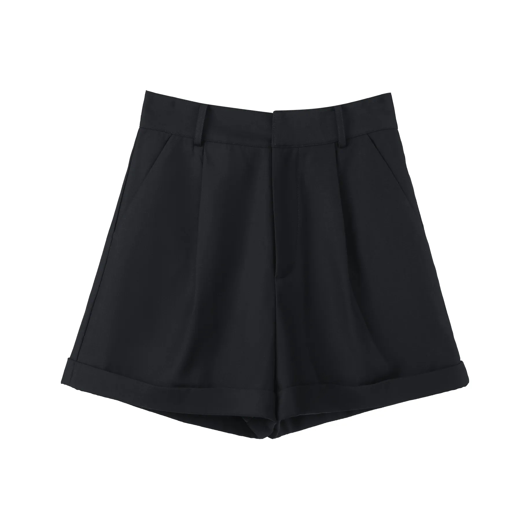 Fstudio Korean-Style Petite High-Rise Slimming A-Shaped Business Suit Casual Shorts Women's Navy Blue