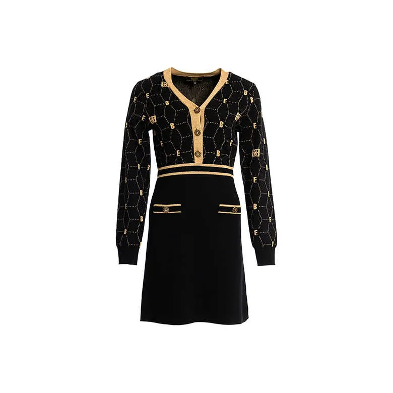 BESIONIA FW22 Длинное Платье с Длинными Рукавами Женское Черное