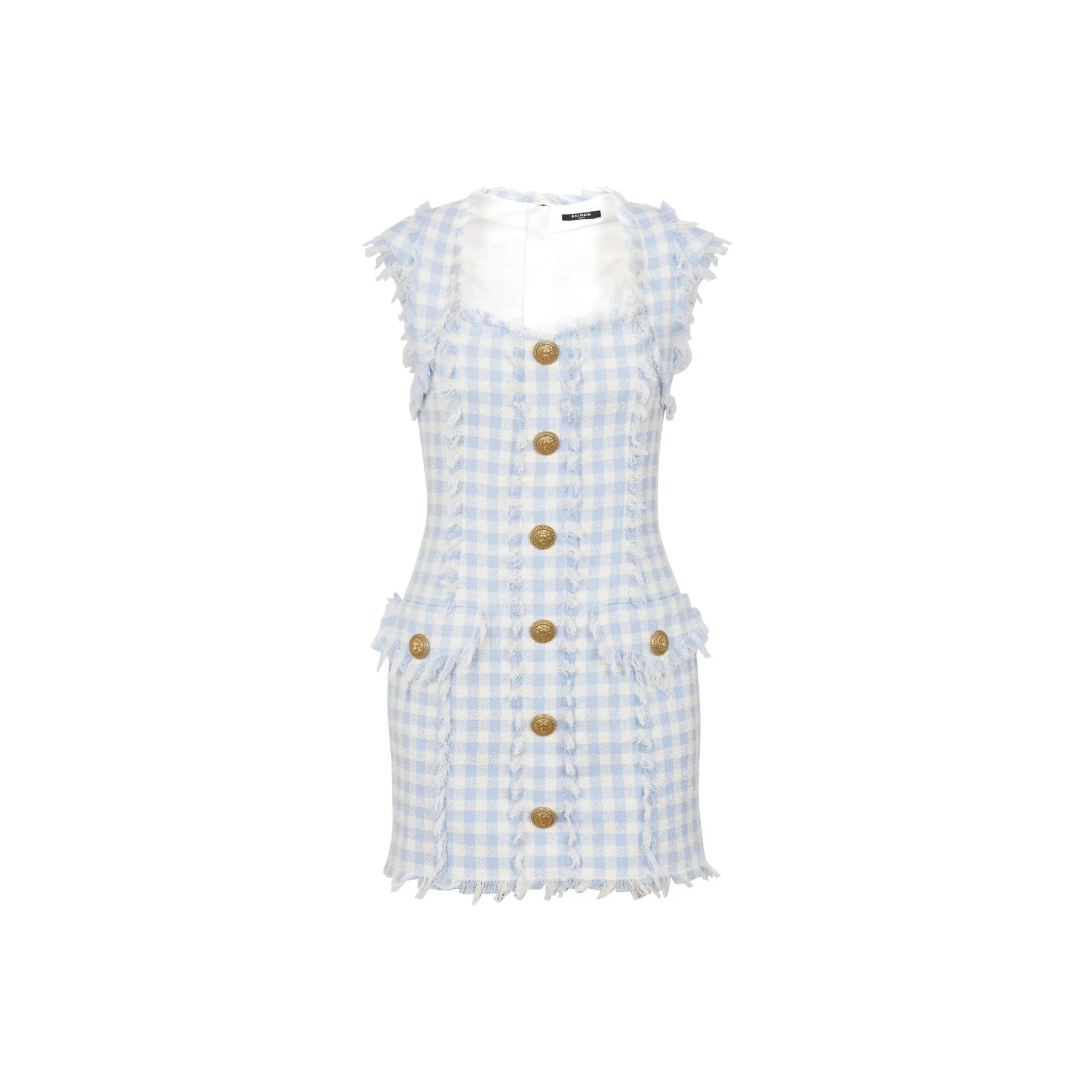 BALMAIN Gingham Tweed Minidress
