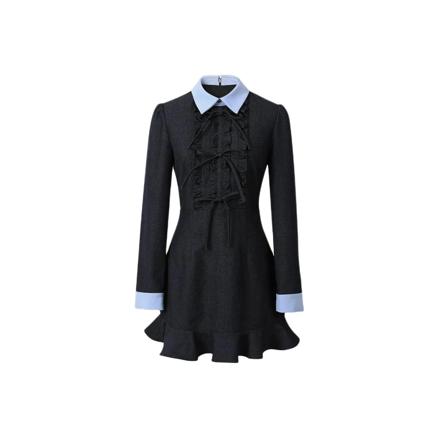 ONE PASS STUDIO Длинное платье с длинными рукавами женское темно-синий