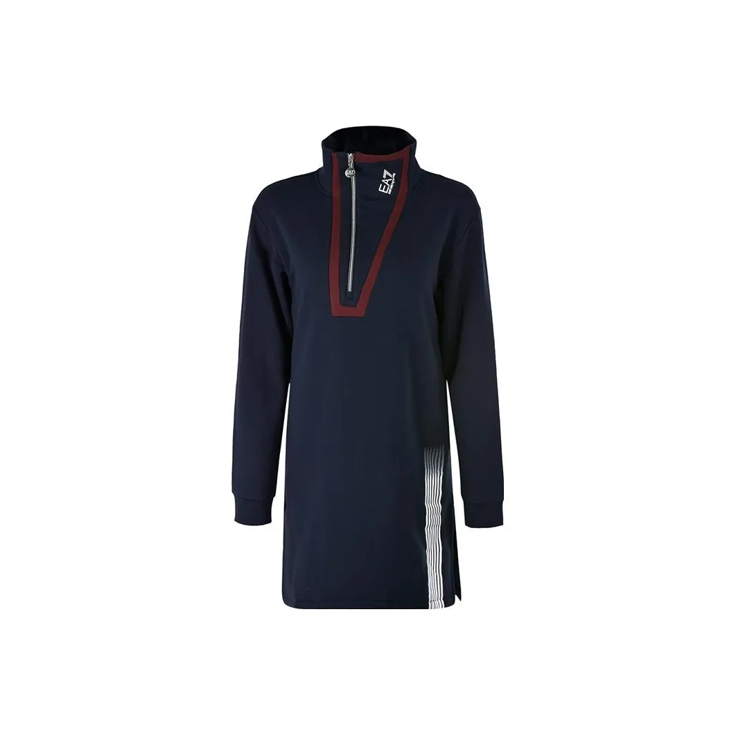 EMPORIO ARMANI Длинное платье с длинными рукавами женское темно-синий