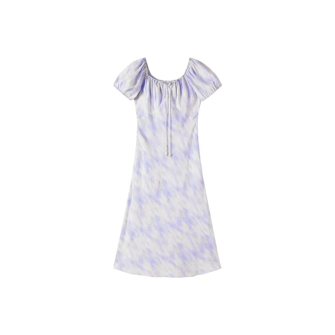 XIANGYING Short Sleeved Dress Women's Light Purple