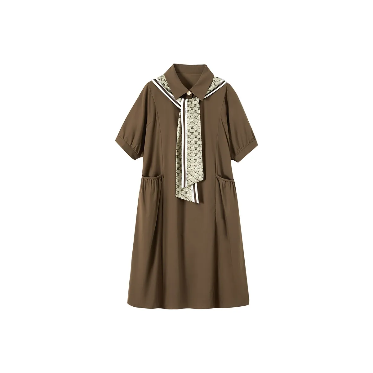 TOUCH Short Sleeved Dresses Women's Coffee+Dark Coffee Letter Shawl