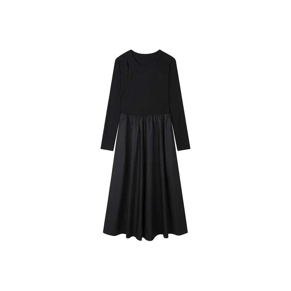 Mo Han Yi Mei Длинный рукав Платье Женское Черное