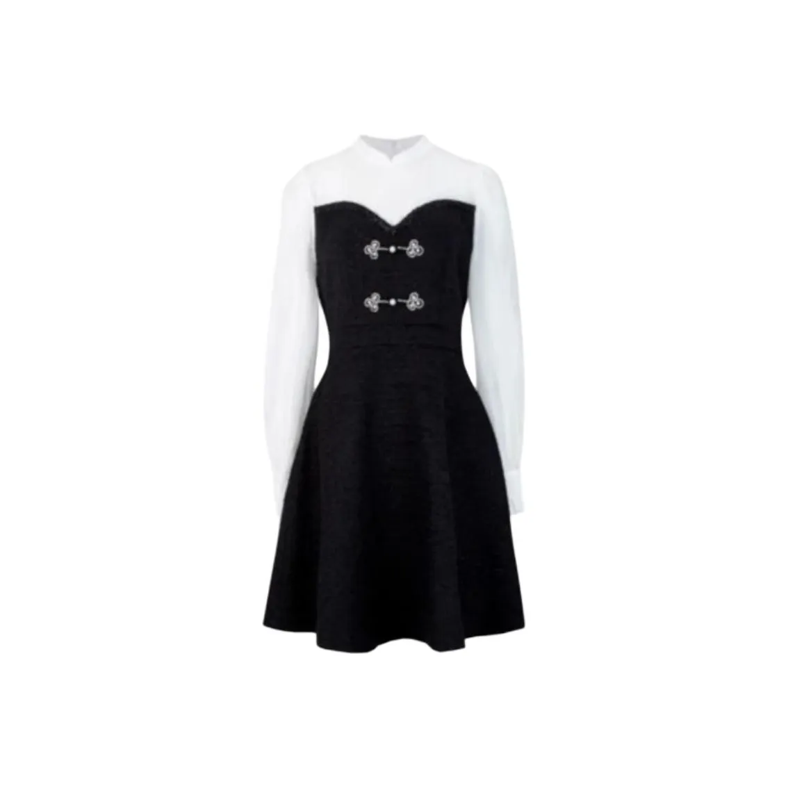 Caroline Длинный рукав Платье Женское Черное