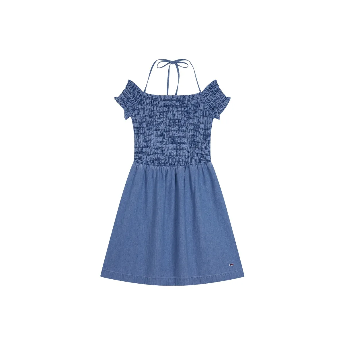 Tommy Hilfiger Короткое платье с короткими рукавами женское джинсовый синий