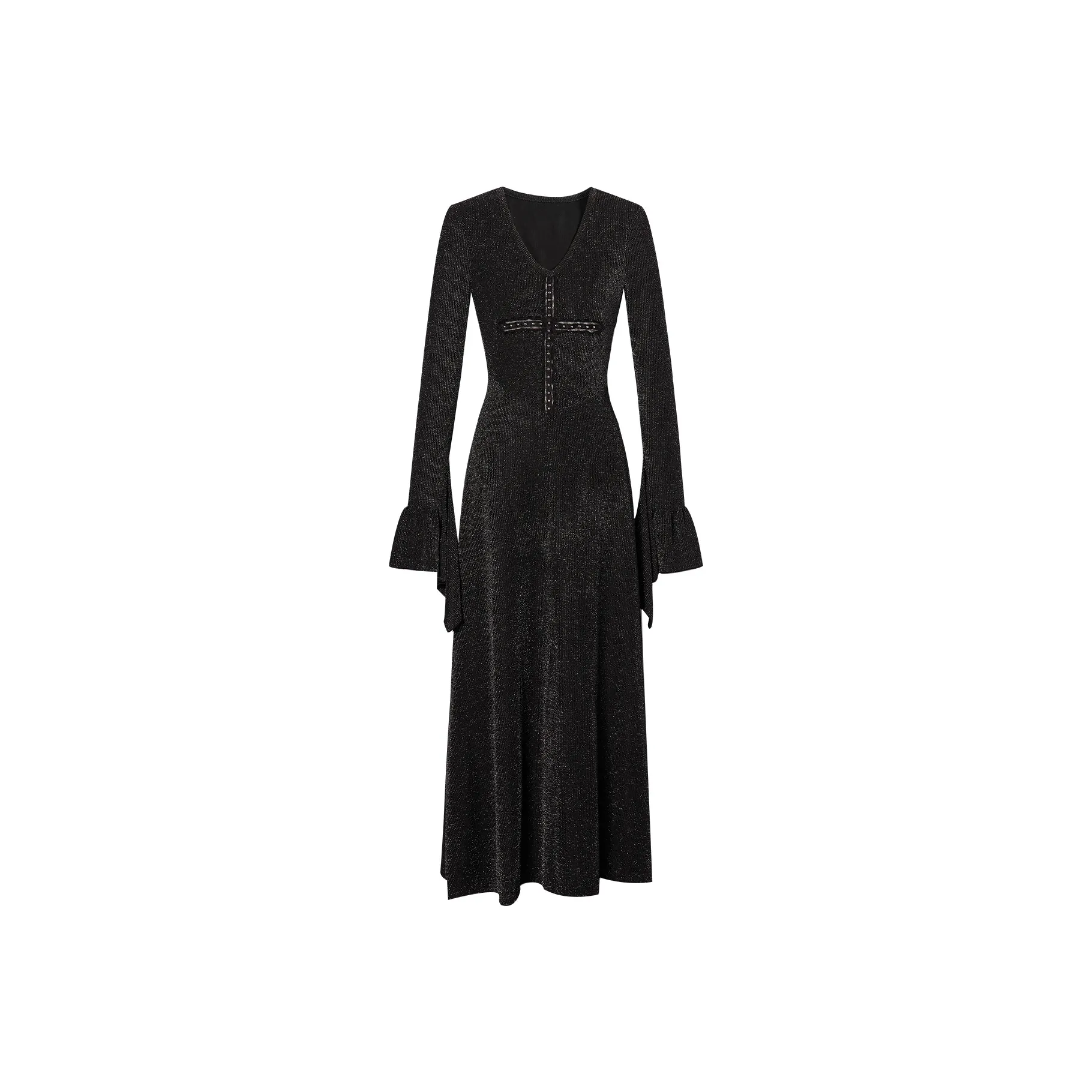 I'M ONE Черное Женское Длинное Платье с Длинным Рукавом