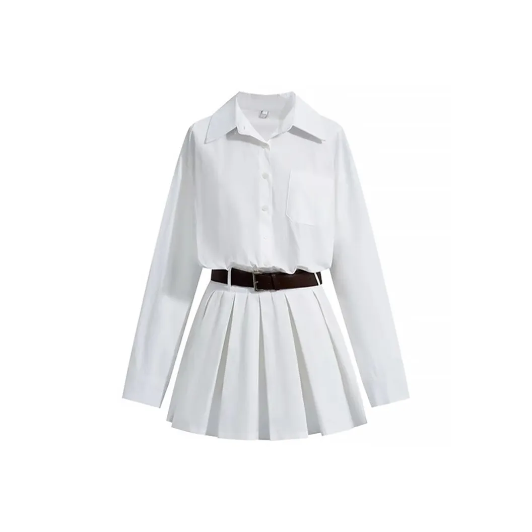 PZGE Длинное платье с длинным рукавом женское белое