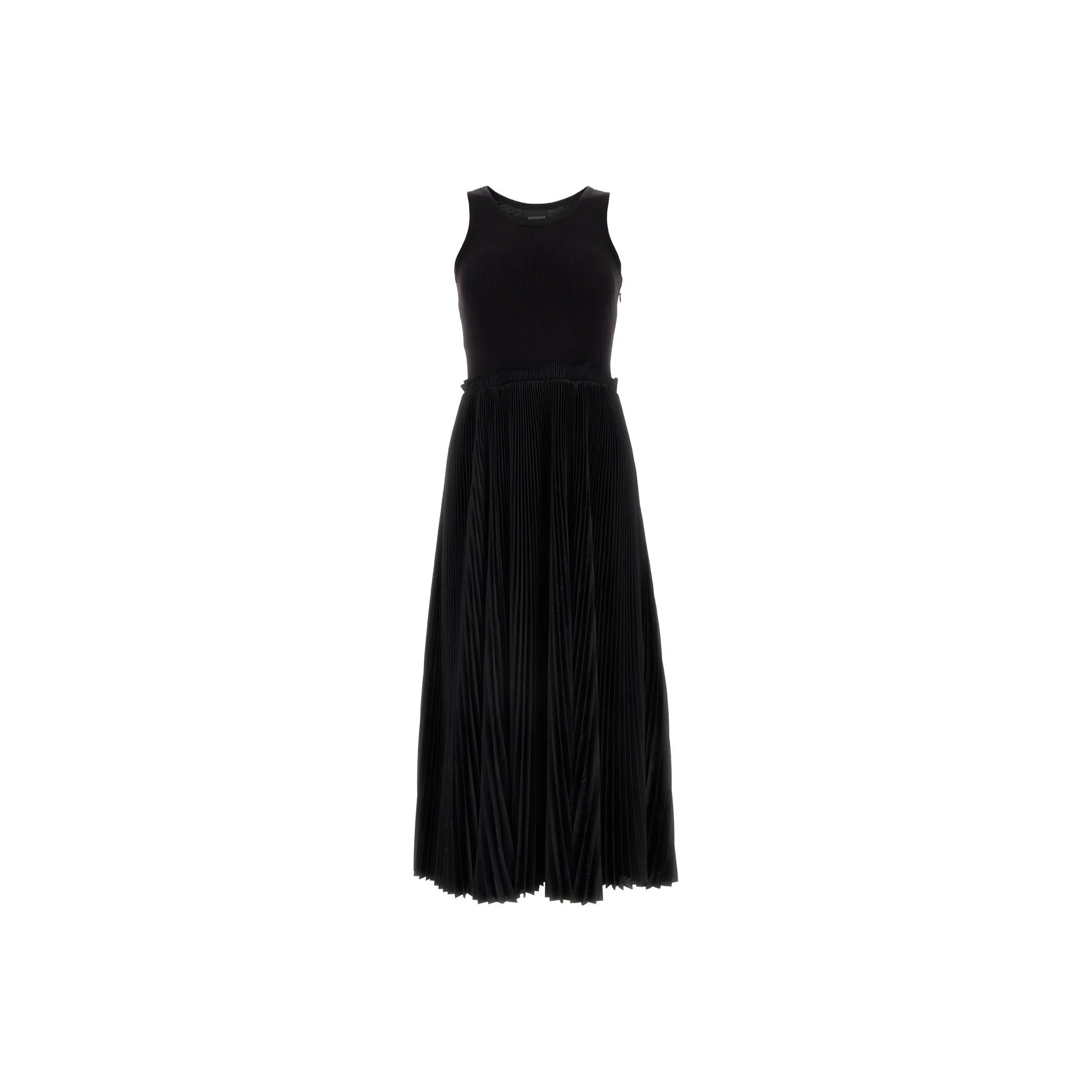 Balenciaga Allover Logo Tank Top Pleated Dress
