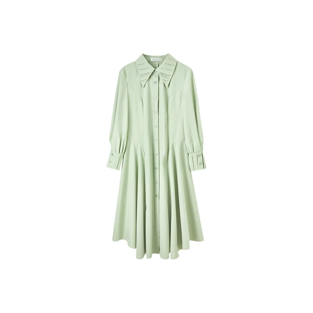 SENTUBILA Long Sleeved Dresses Women's Light Green