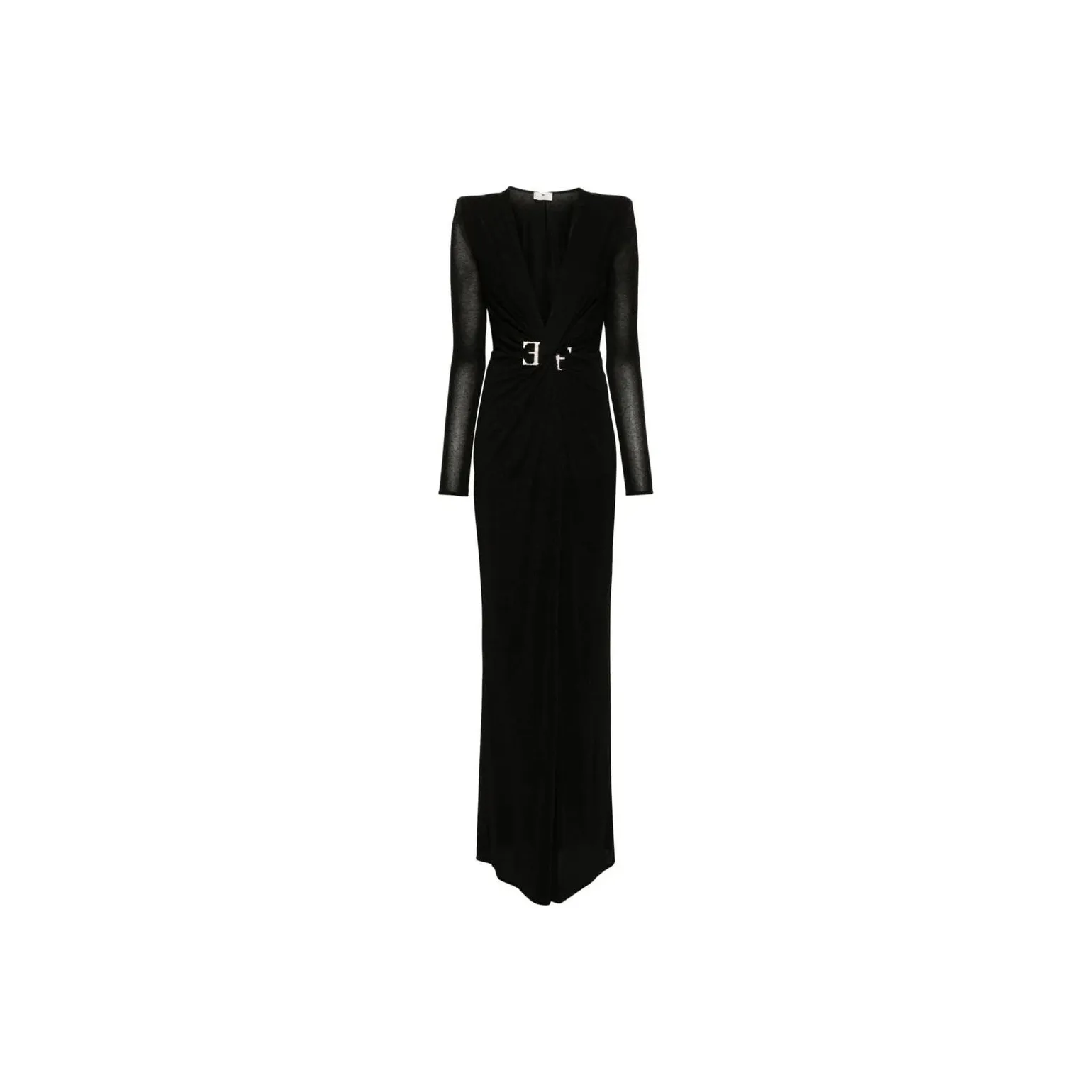 Elisabetta Franchi Embellished Knot Detailed Jersey Red Carpet Dress