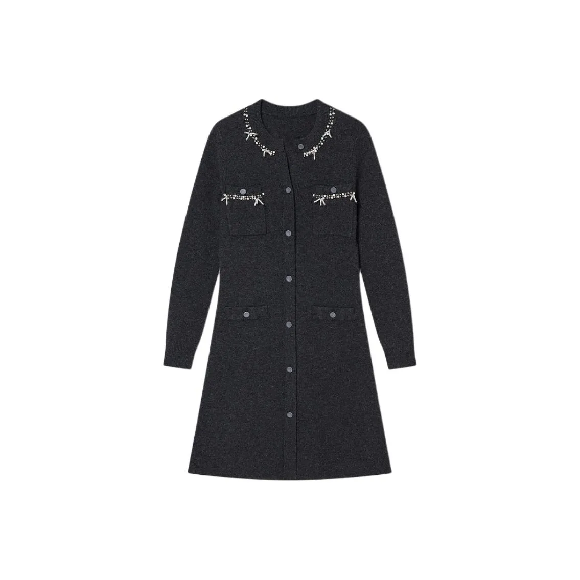 Goodland Длинное платье с длинными рукавами женское угольно-серый