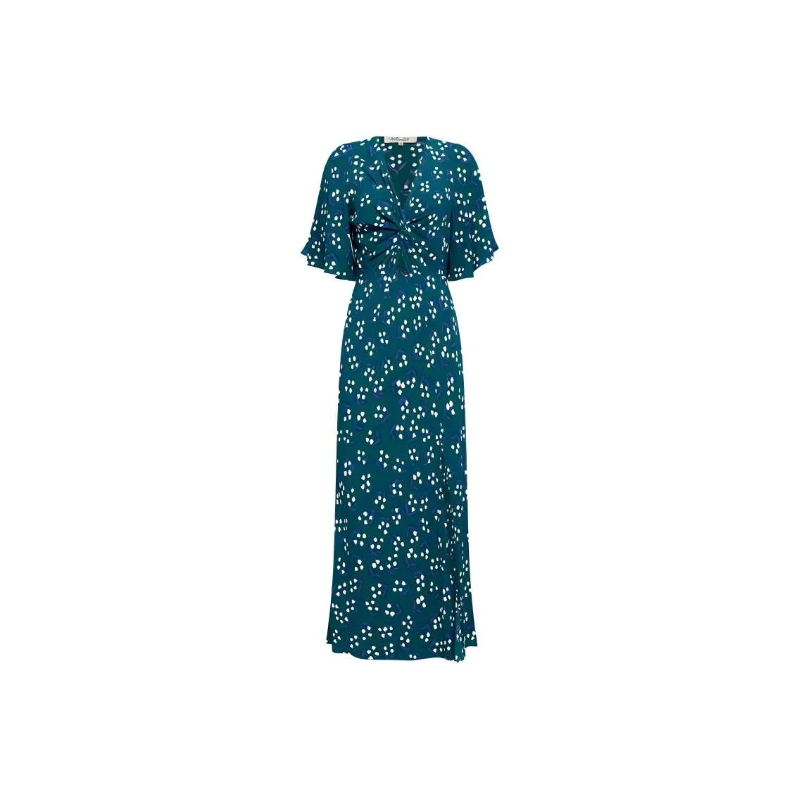 DVF Diane Von Furstenberg SS24 Короткое платье с короткими рукавами женское синий зеленый