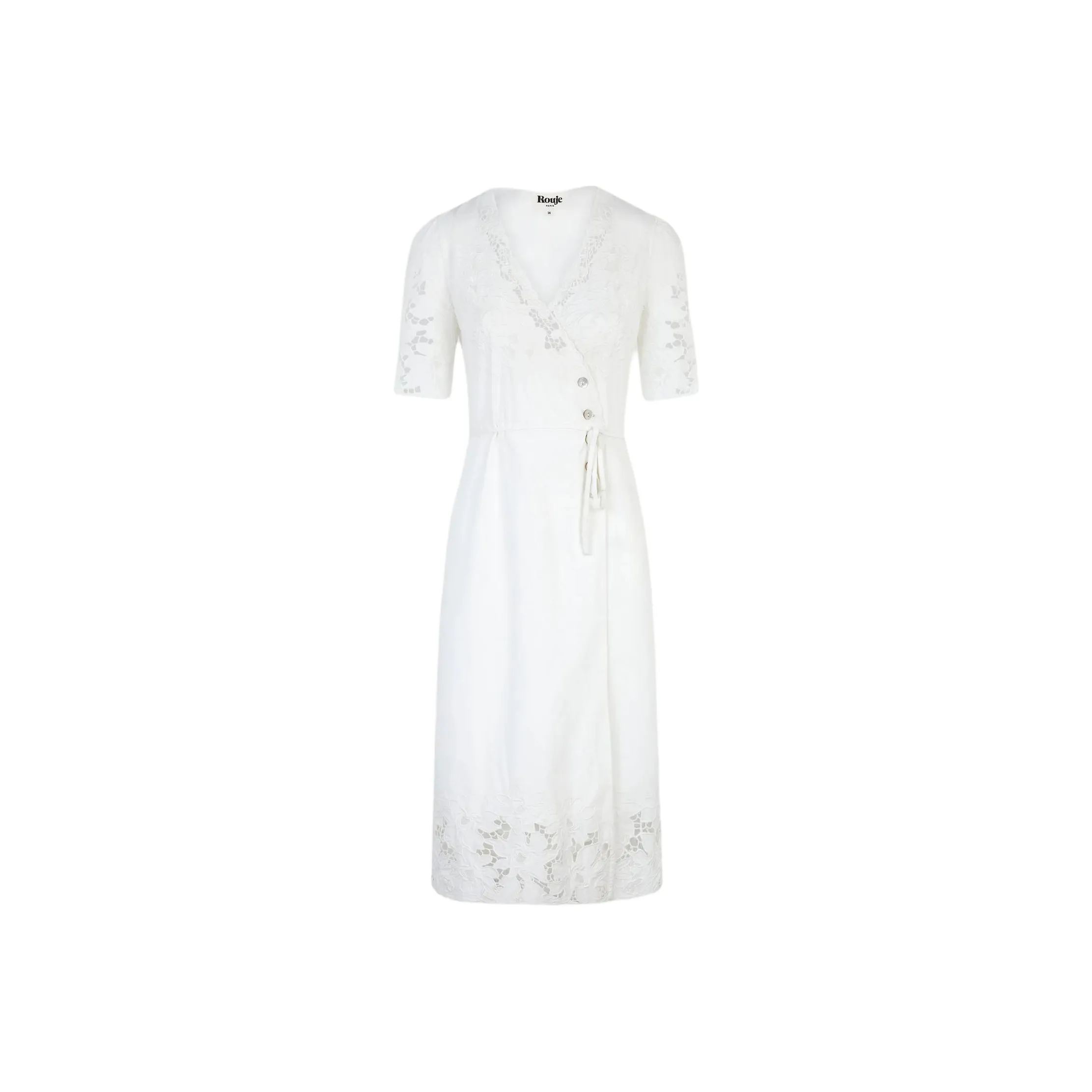 Rouje Gabin Платье Короткое с Короткими Рукавами Женское Белое