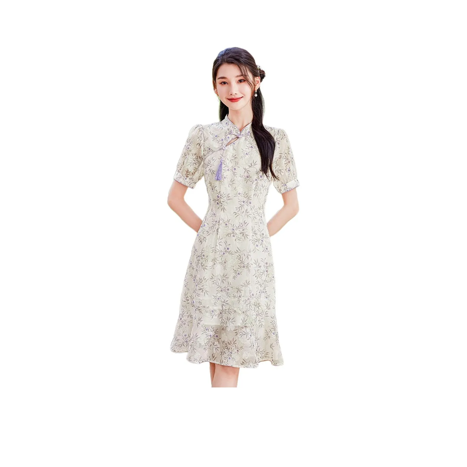 Like The Age Of Water Короткий рукав Платье Женское Фиолетовое