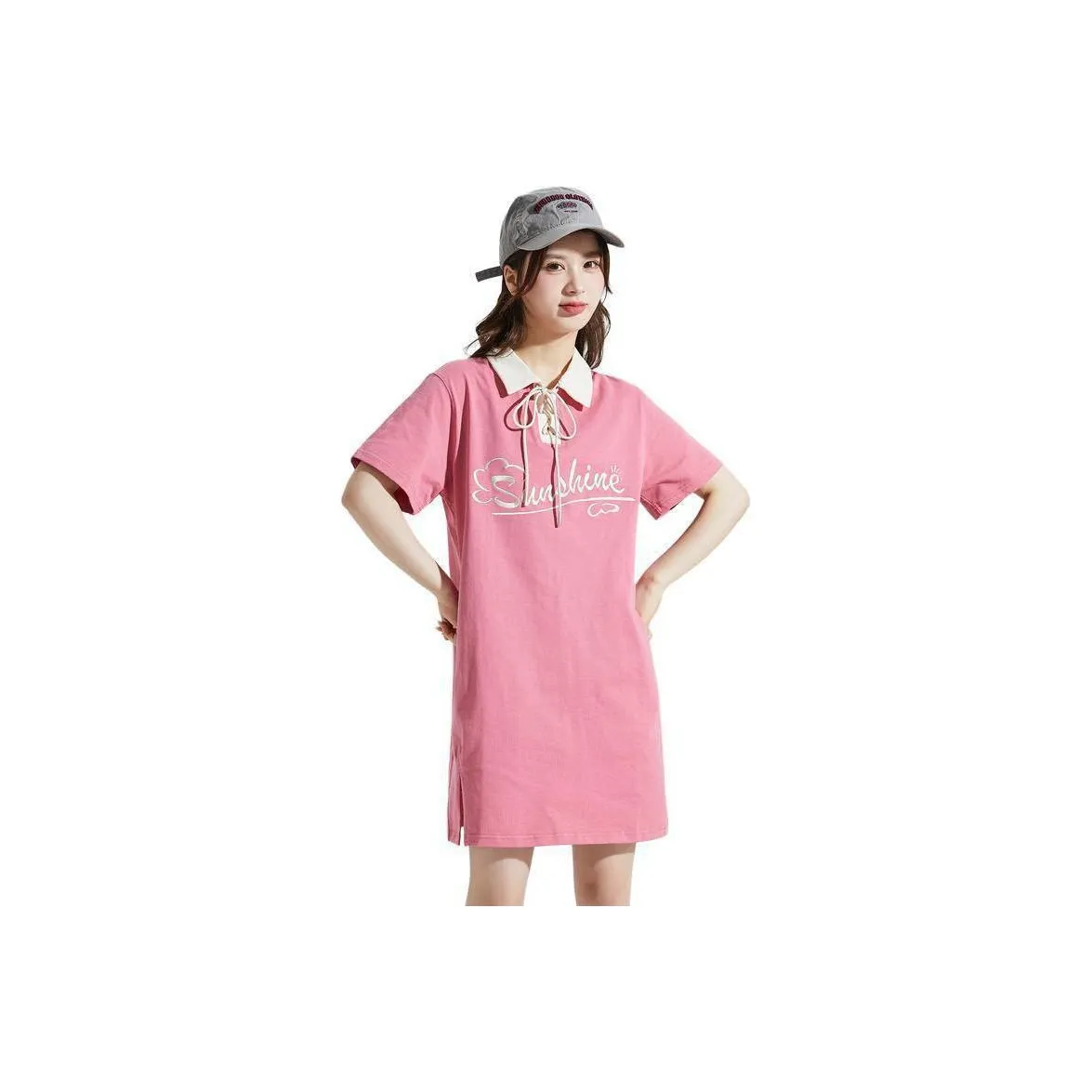 Tonlion Short Sleeved Dresses Women's Fuchsia
