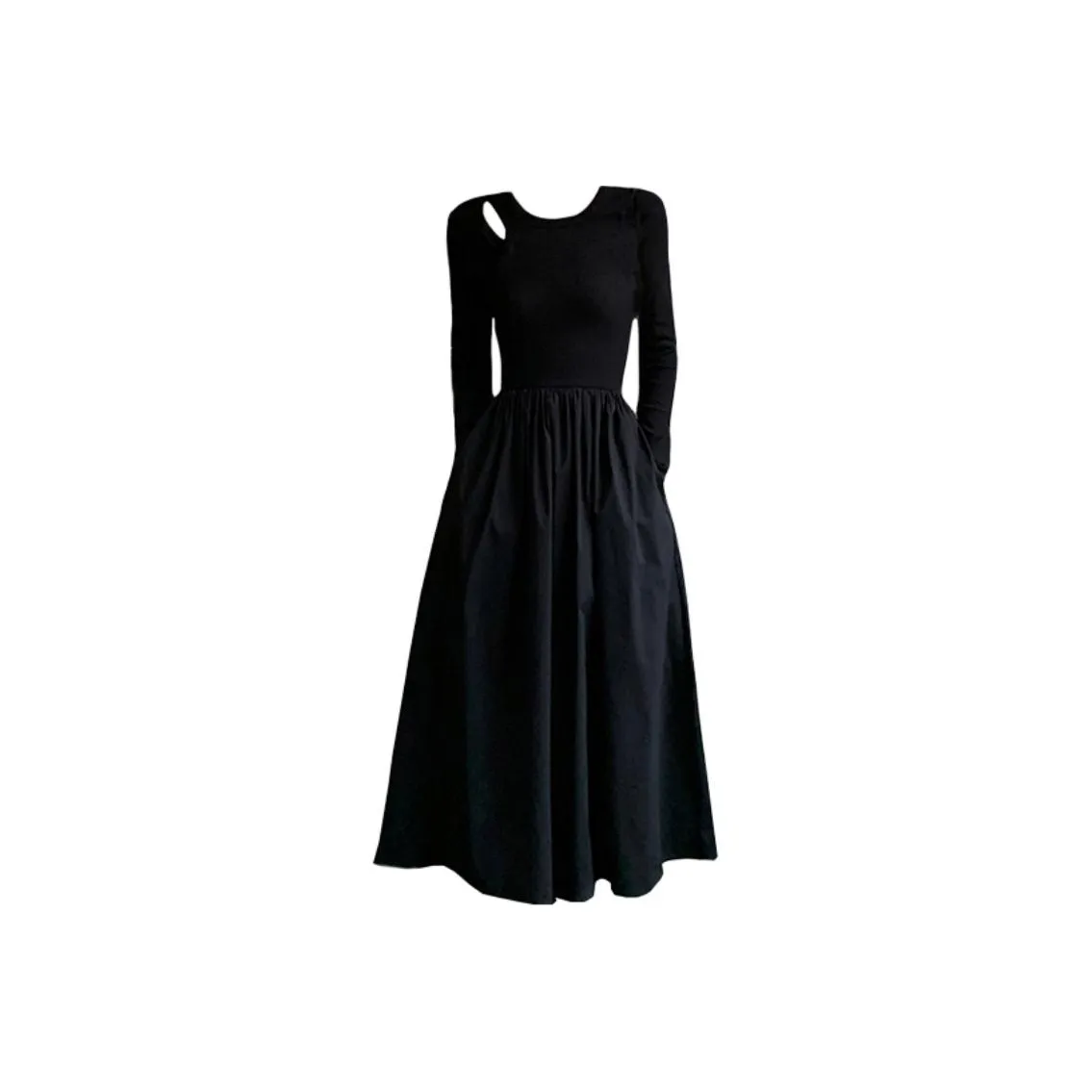 TASTILY Длинное платье с длинными рукавами женское черное