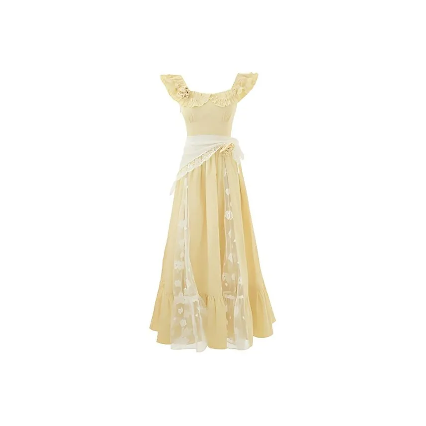 HUINIAN Короткий рукав Платье Женское Желтое