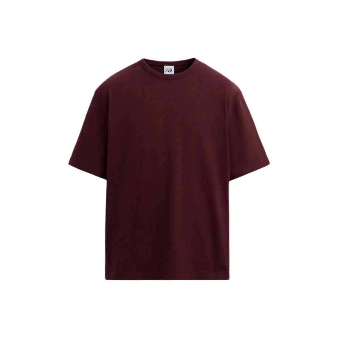 ZARA Мужская T-рубашка бордово-красного цвета