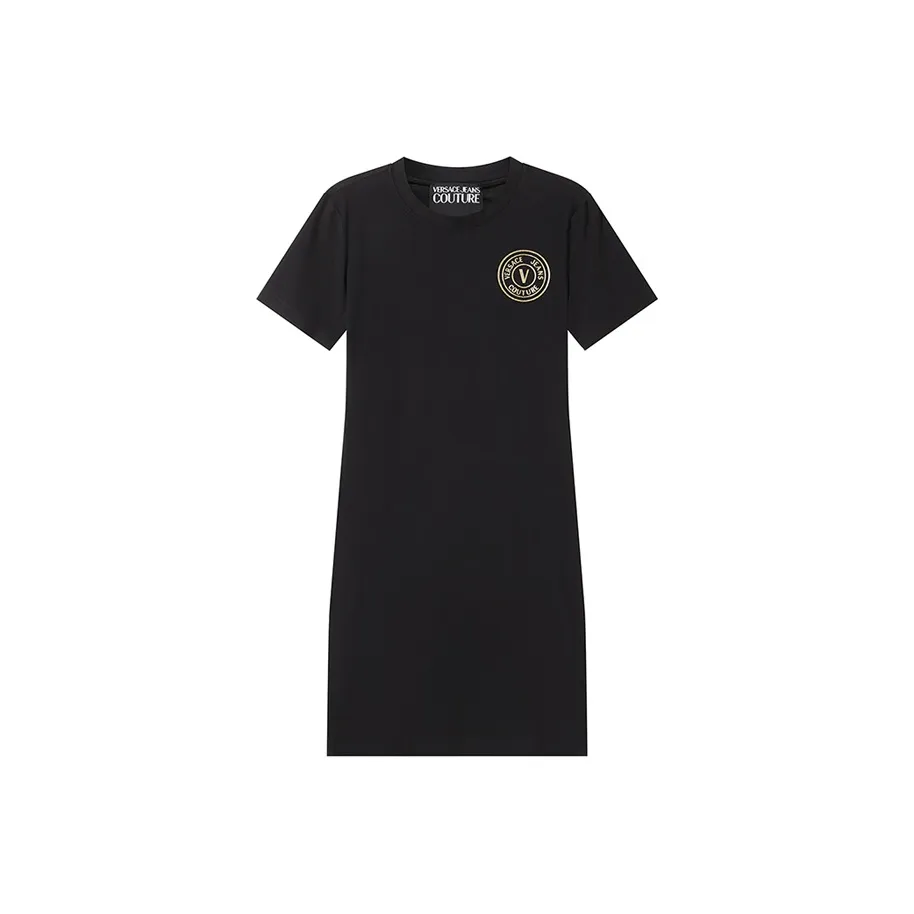 VERSACE JEANS COUTURE Короткое платье с короткими рукавами женское черное