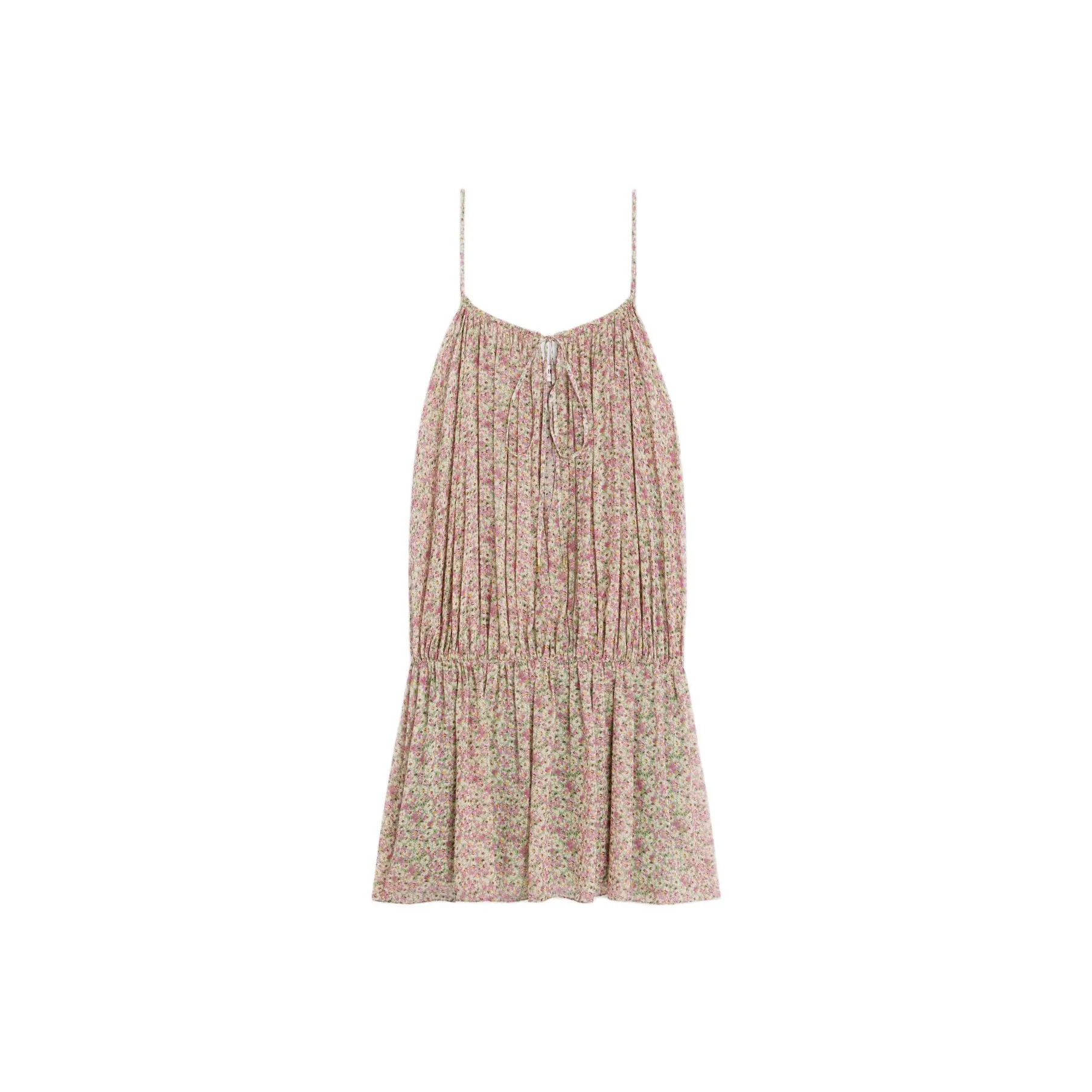 CELINE Gathered Mini Dress In Silk Georgette