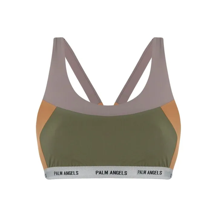 PALM ANGELS Logo Taped Panelled Sports Bra